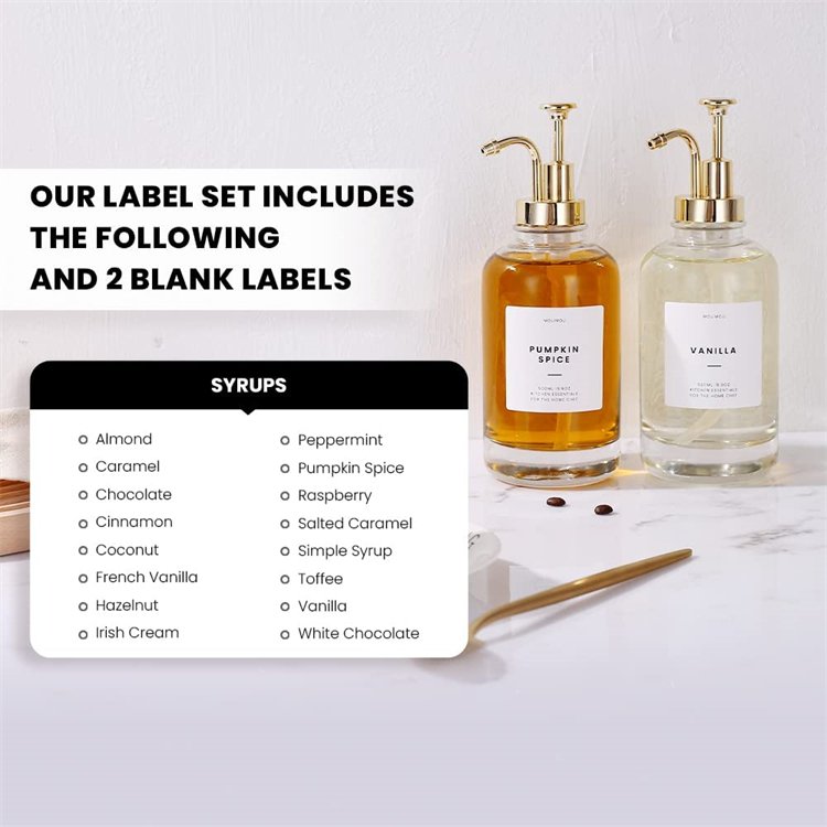 Online Hot Coffee Honey Pump Dispenser Gold Pump Coffee Syrup Dispenser Glass Bottle for Coffee Bar