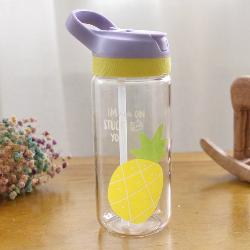 Custom Plastic Printing Children Drink ware Water Tumbler Glass Bottle with straw