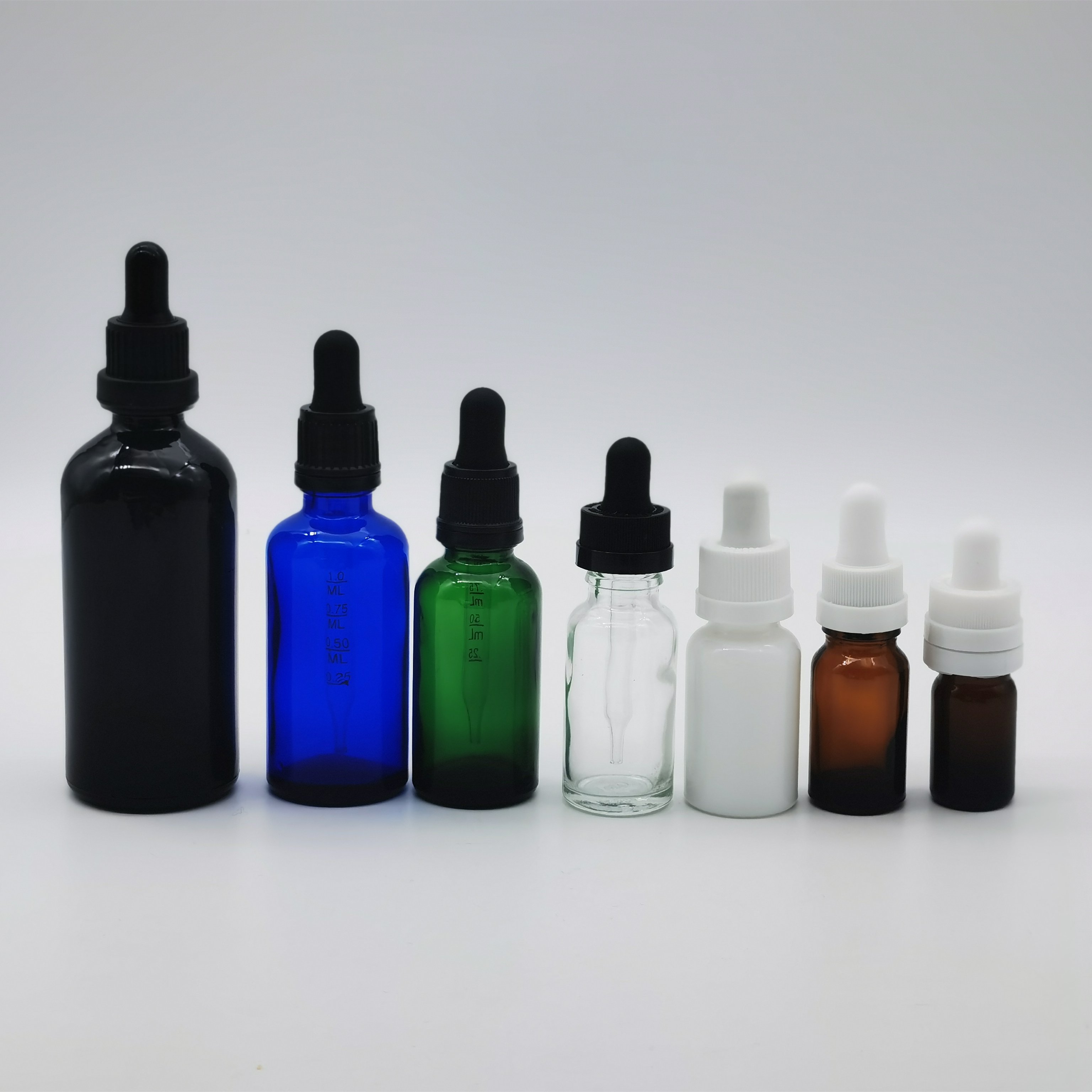 Spot 100ml Black Glass Dropper Empty Bottle Cosmetic White Anti-theft Cap Pipette Essential Oil Packaging Container