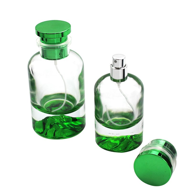 Round Green Iceberg Base 30ml 50ml 100ml Glass Perfume Spray Bottle With Lids