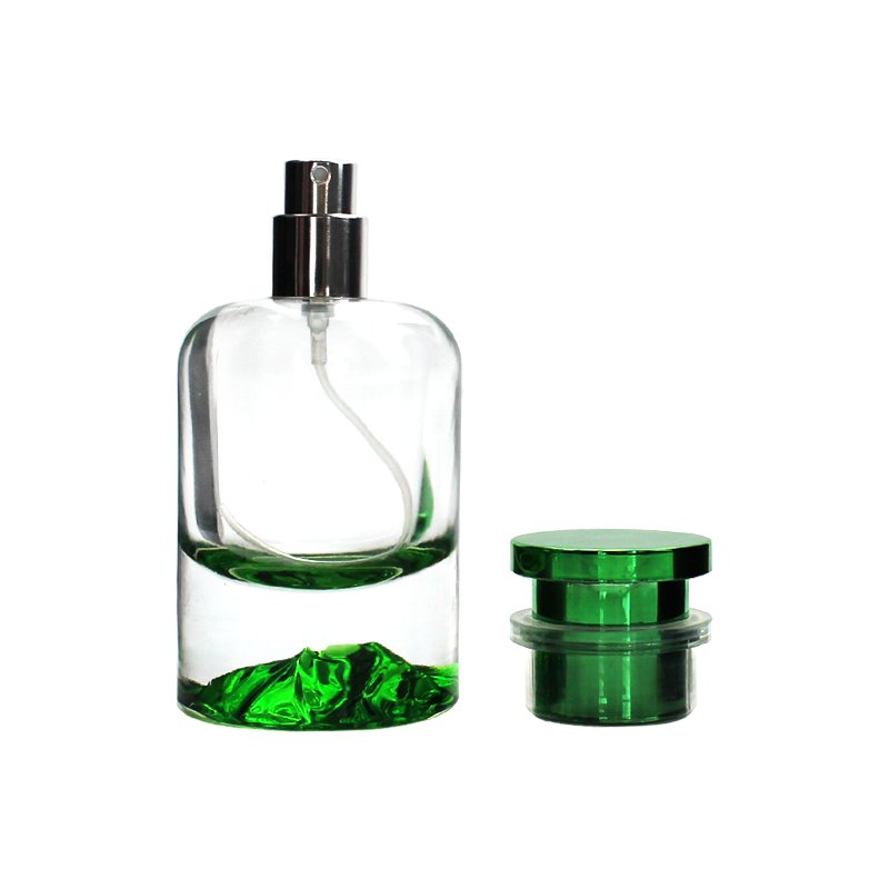Round Green Iceberg Base 30ml 50ml 100ml Glass Perfume Spray Bottle With Lids