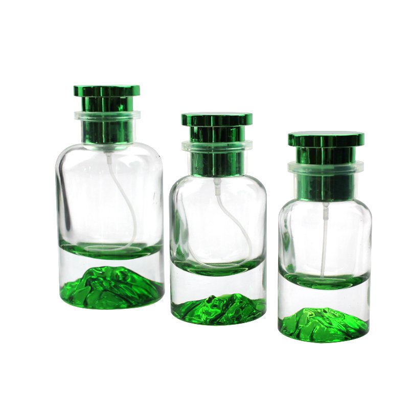 Round Green Iceberg Base 30ml 50ml 100ml Glass Perfume Spray Bottle With Lids