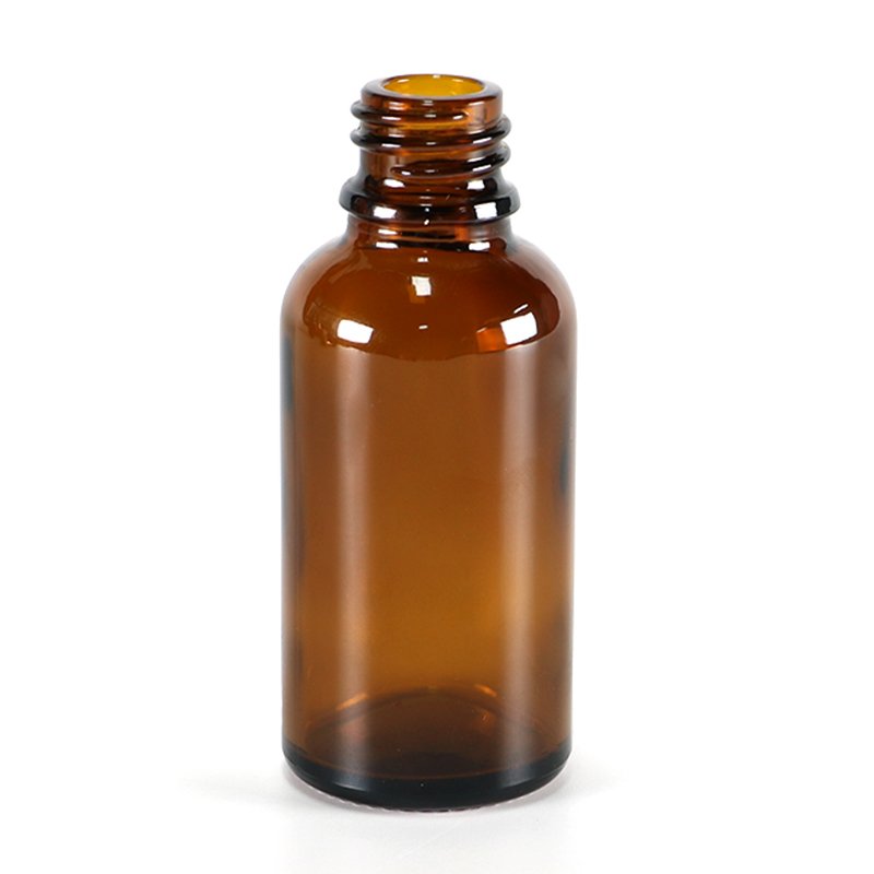 XWM Hot Amber Frosted Amber Brown Clear Boston Round Glass Bottles with dropper
