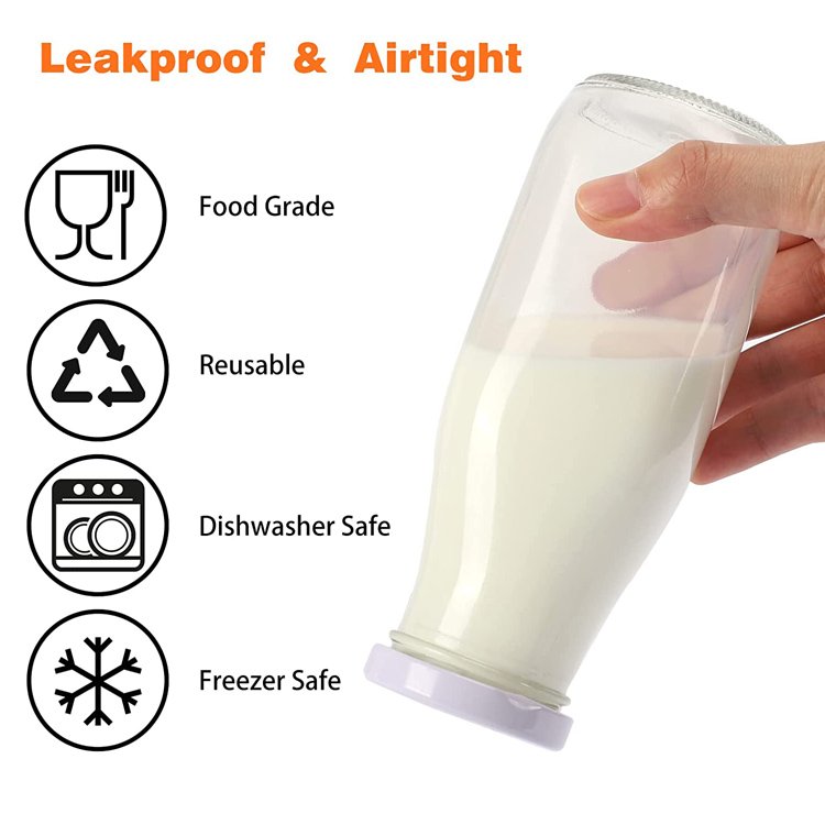 Recycled 300m 10oz Glass Beverage Milk Use French Square Bottle Glass Bottle with metal Lid