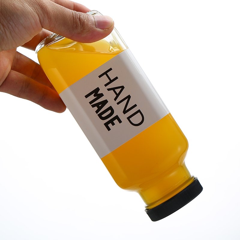 Clear French Square Beverage Glass Bottle Milk Juice Bottles Screen Printing Screw Cap Screw Top Cold Pressed 8oz 12oz 16oz