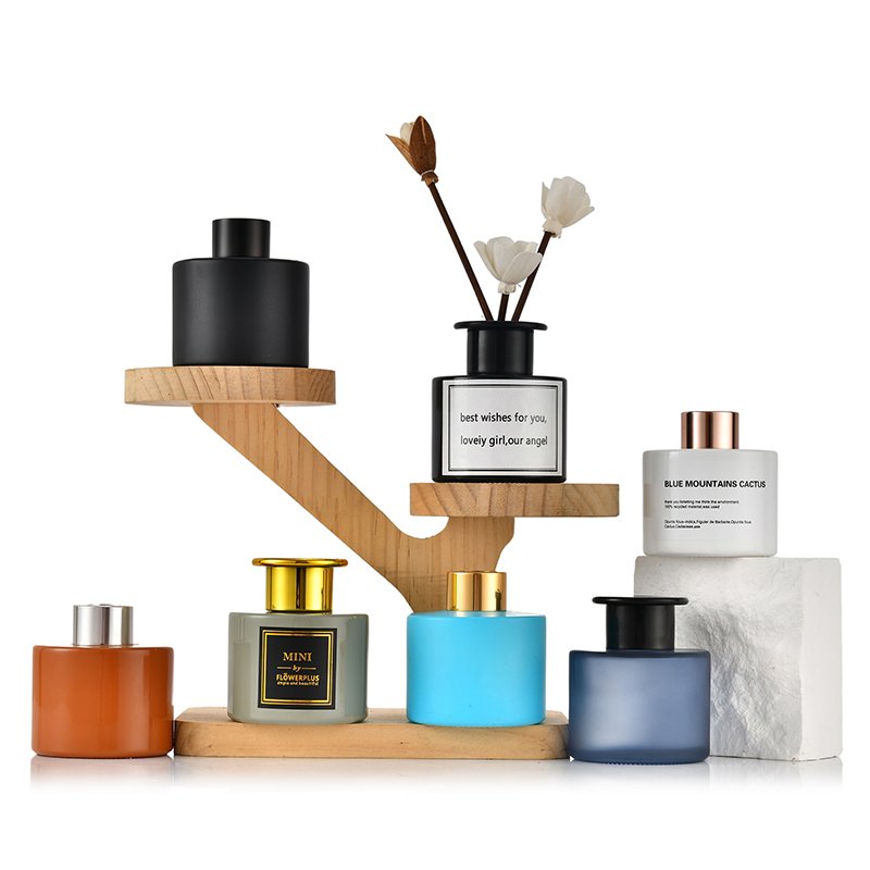 Personalized colors round fat cylinder 80ml 120ml 200ml reed diffuser empty glass bottle for DIY home decoration