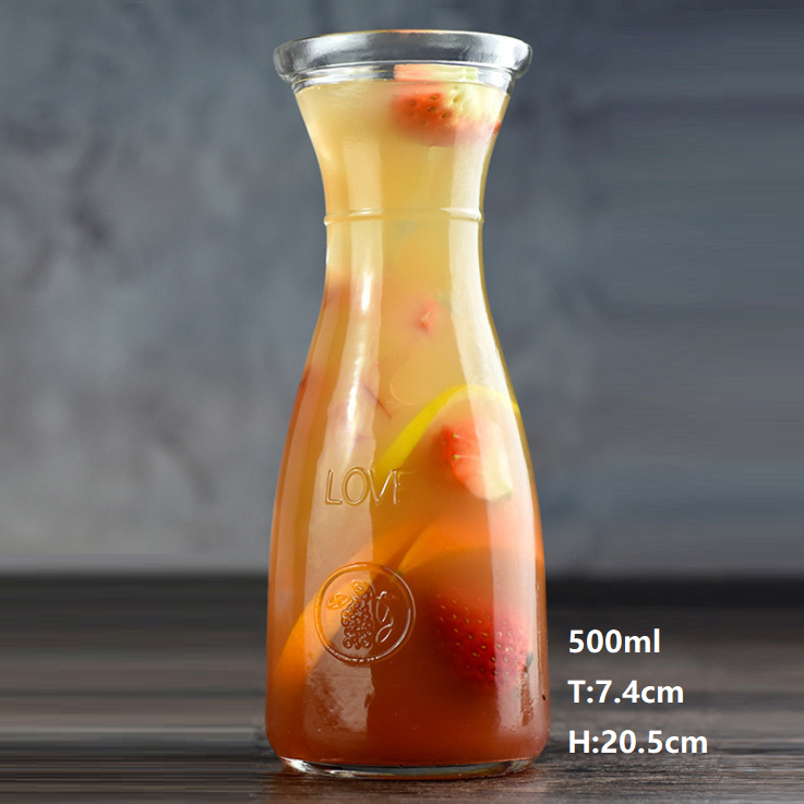 10oz 15oz 20oz cold drinking juice glass bottle wild-mouth bottle jar carafe decanters for beverage