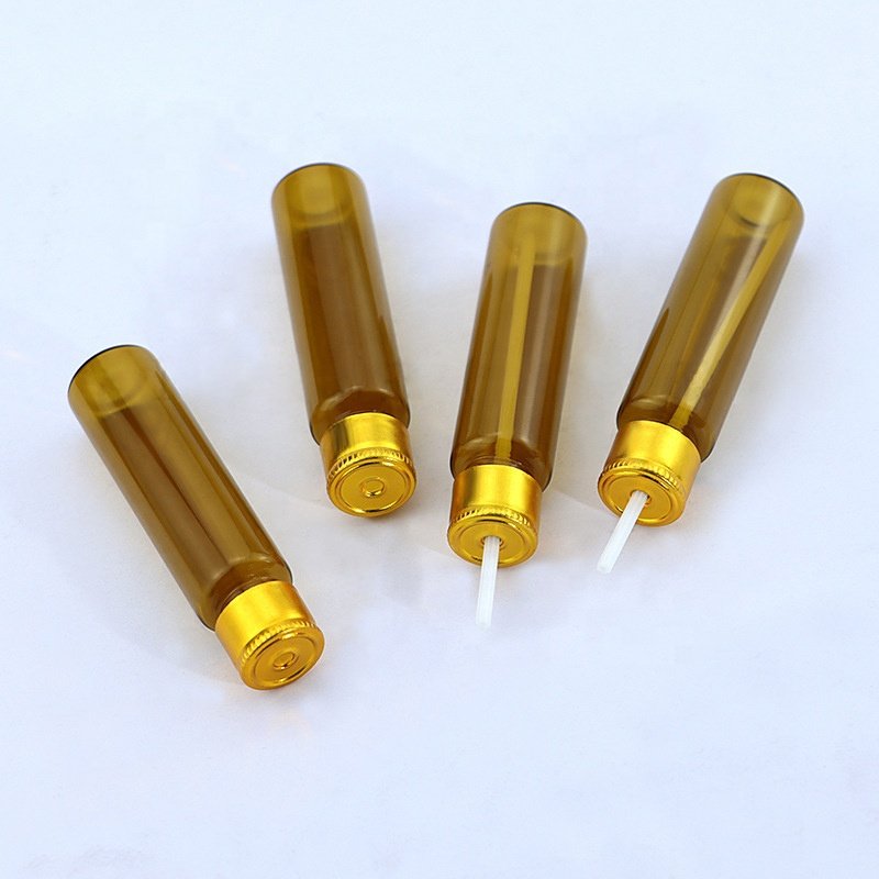 Manufacture empty 10ml oral liquid bottle with golden aluminum lid lock mouth amber glass bottle oral liquid bottle