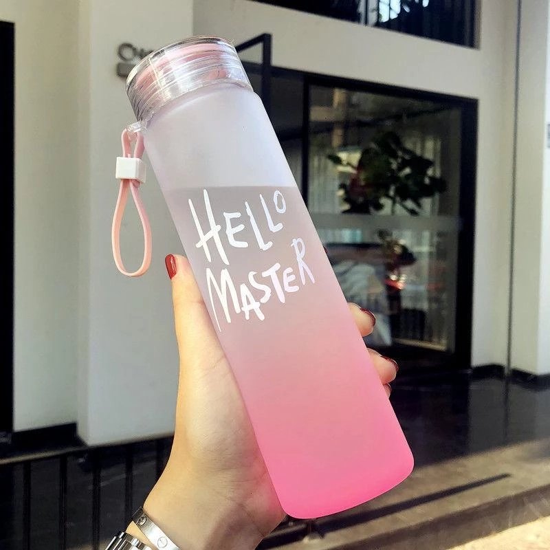 hot sports Glass Water Bottle For Sport 400ml Kids cute nice clear Drinkware Outdoor Climbing Water Bottles with custom logo