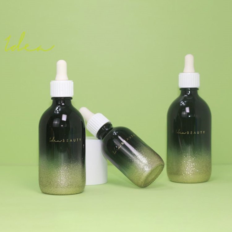 Custom Decoration New Design Good Quality Gradient Spray And Glitter Spray Foil Print 30ml Glass Bottle With Latex Dropper