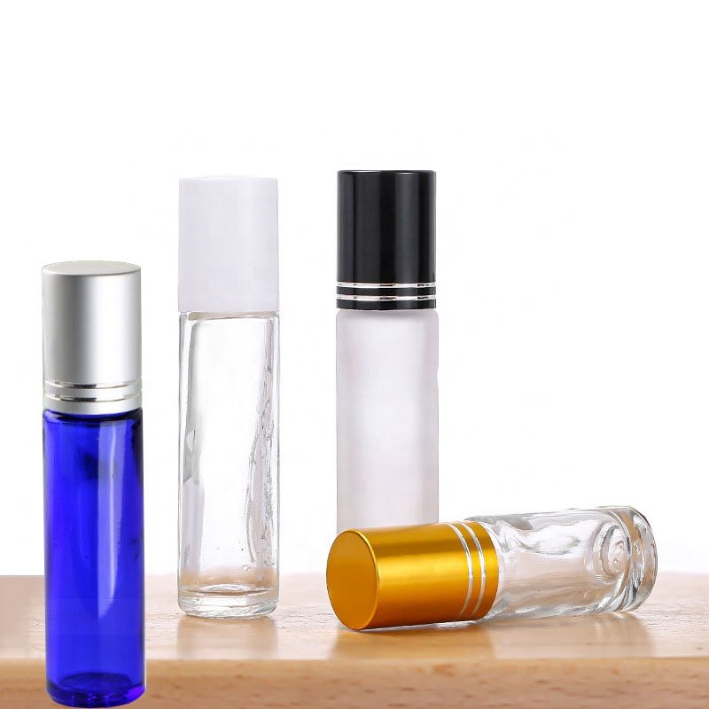 Green Cylindrical Roll On Glass Bottle 10 ml 5ml Cosmetic Roller Ball Glass Bottle Packaging (NRB01)
