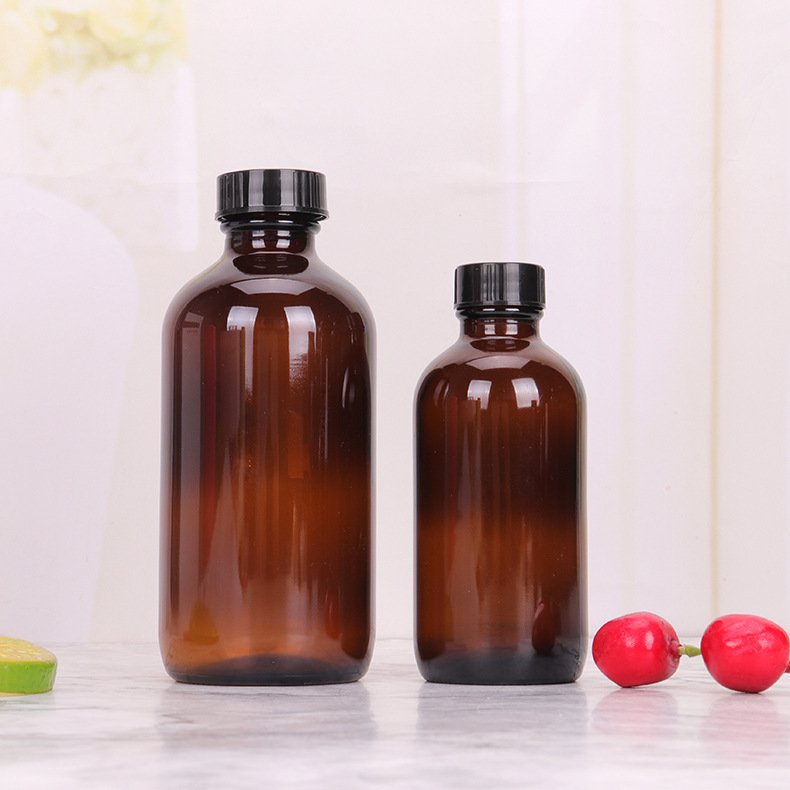 Customized Empty Essential Oil Round Boston Glass Bottles with Mist Sprayer