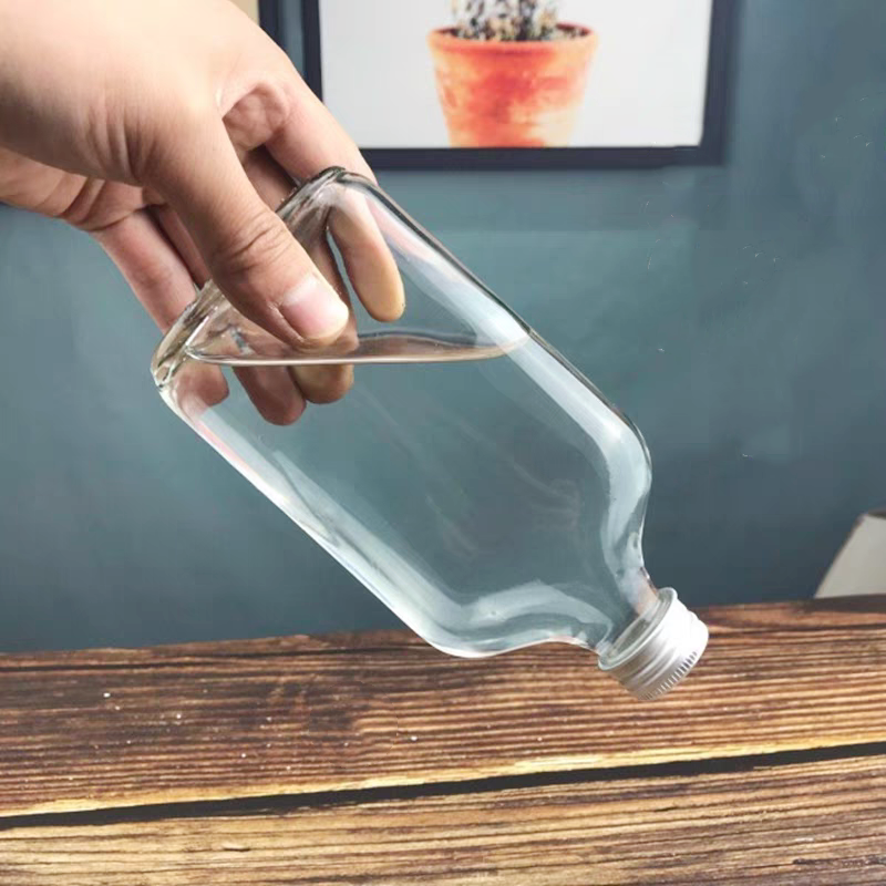 Custom 50 100 200 350 500ml Clear Flat Flask Cold Brew Coffee Beverage Vodka Whisky Spirit Alcohol Mini Liquor Glass Bottle