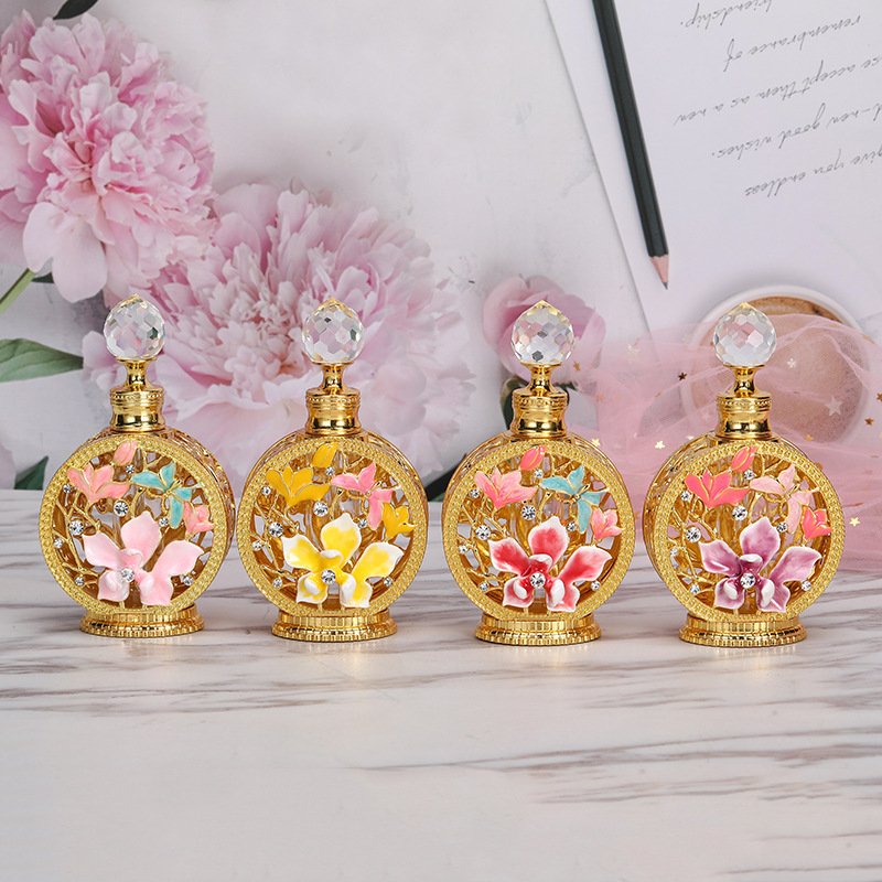 12ml Vintage Metal Glass Perfume Bottle Arabbian Style Essential Oils Stick Bottle Container for Middle East Wedding Decoration