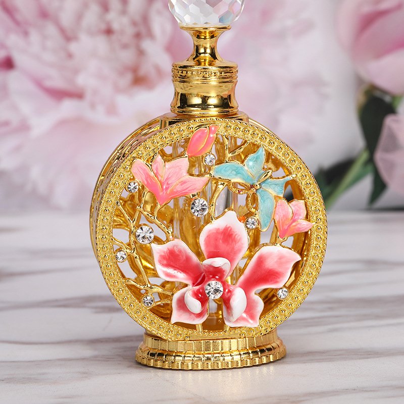 12ml Vintage Metal Glass Perfume Bottle Arabbian Style Essential Oils Stick Bottle Container for Middle East Wedding Decoration