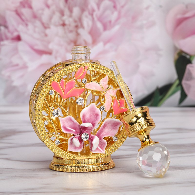 12ml Vintage Metal Glass Perfume Bottle Arabbian Style Essential Oils Stick Bottle Container for Middle East Wedding Decoration