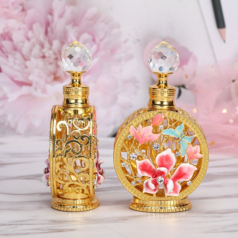 12ml Vintage Metal Glass Perfume Bottle Arabbian Style Essential Oils Stick Bottle Container for Middle East Wedding Decoration