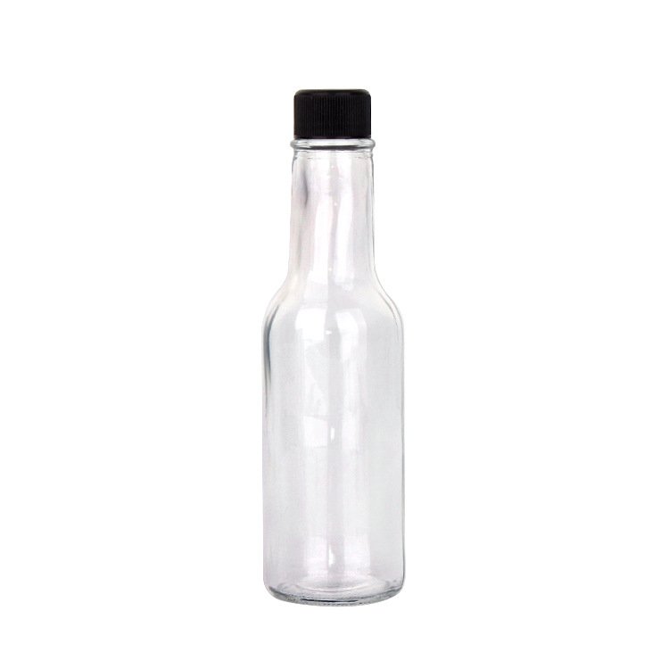 5oz 10oz clear small mouth woozy bottles with plastic lid150ml hot sauce glass bottle in stock