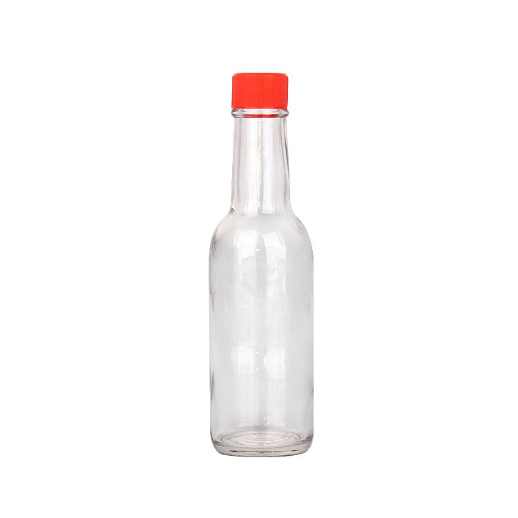 5oz 10oz clear small mouth woozy bottles with plastic lid150ml hot sauce glass bottle in stock