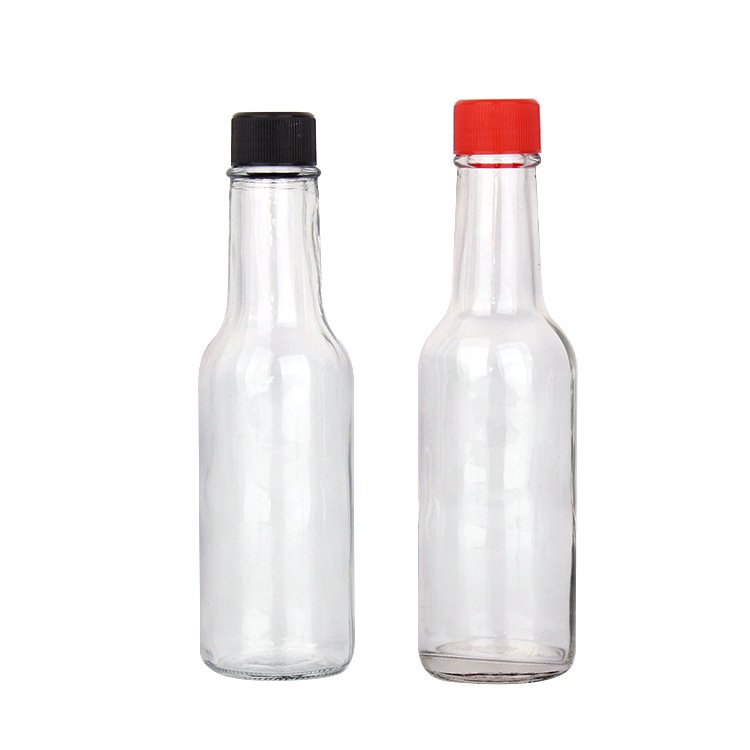 5oz 10oz clear small mouth woozy bottles with plastic lid150ml hot sauce glass bottle in stock