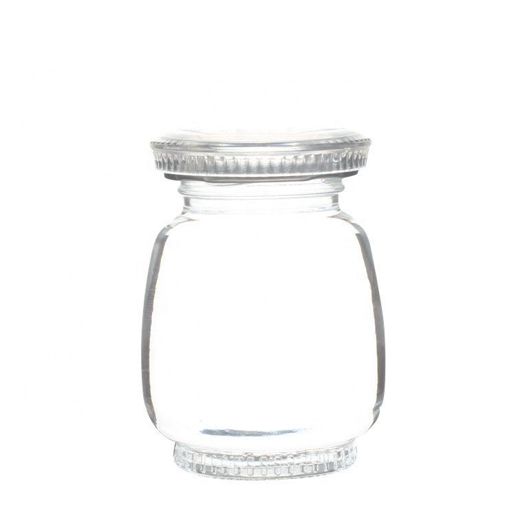 Popular sell 50ml 75ml 100ml empty clear custom screw mouth packing bird's nest bottles glass jam jar with metal lid