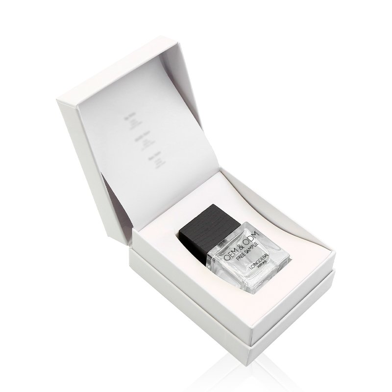Factory mens custom crimp perfume glass bottle luxury pump sprayer clear empty square 30ml 50ml 100ml perfume bottle with box