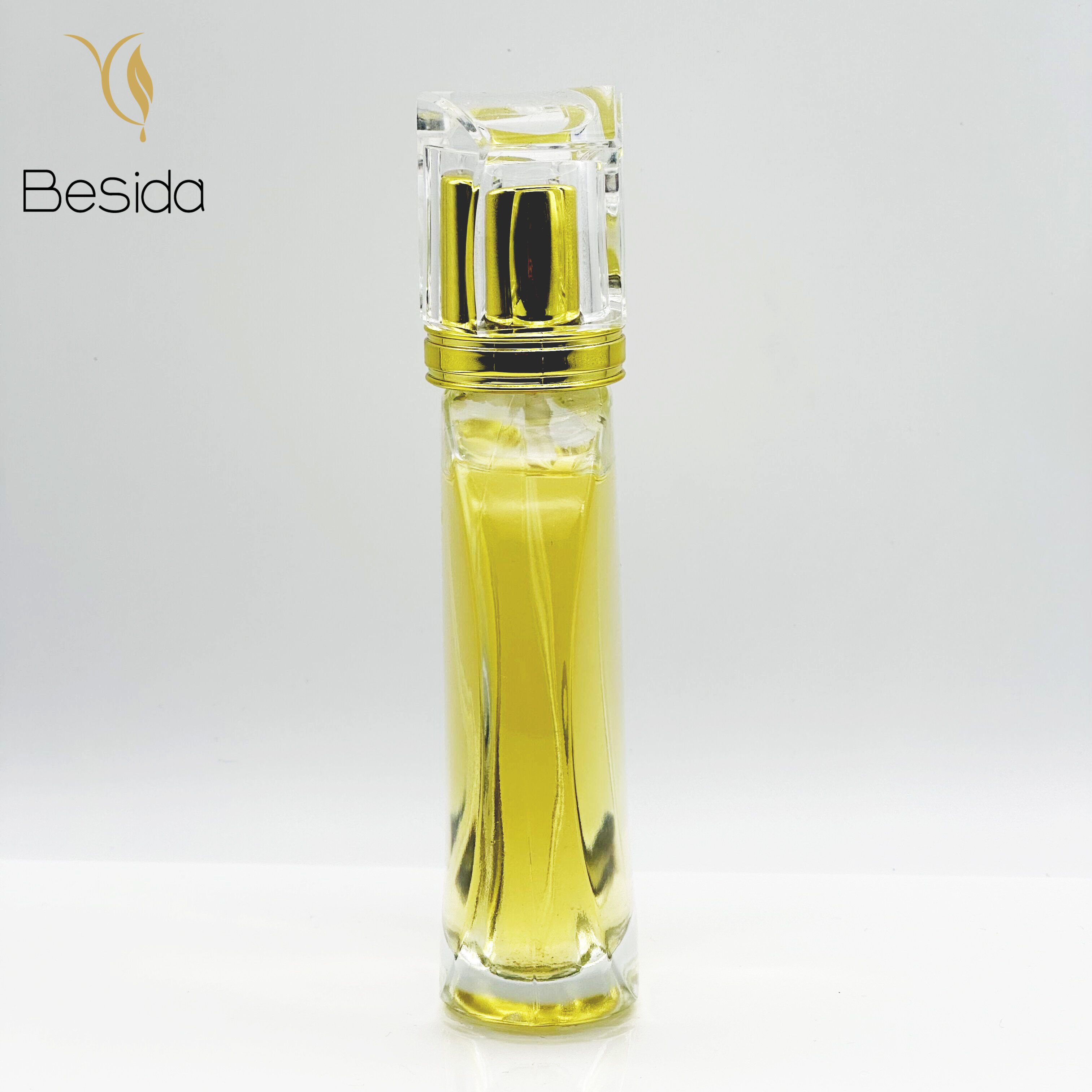 Luxury Frosted 50ml 100ml Perfume Bottle Flat Round Perfume Glass Bottle With PS cover