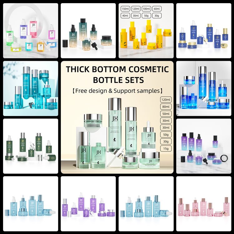 30g 50g 30ml 40ml 50ml 100ml 120ml 150ml cosmetics bottle set glass toner spray lotion pump serum dropper bottles cream jar