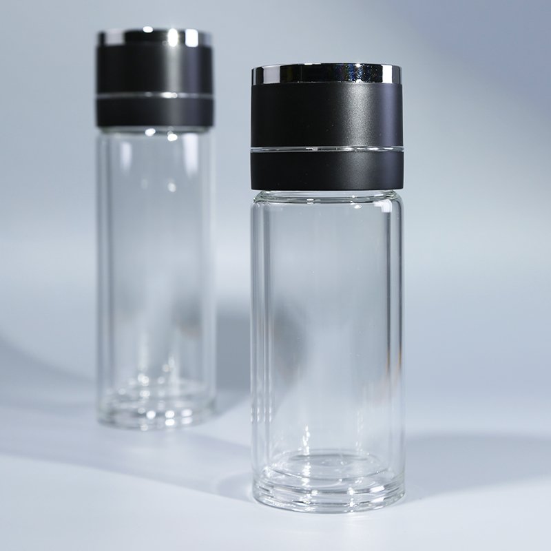 550ml 330ml Unisex Portable Glass Water Bottle One-Button Open Cover Direct Drinking Thermal Insulation Business Car Tea Glass