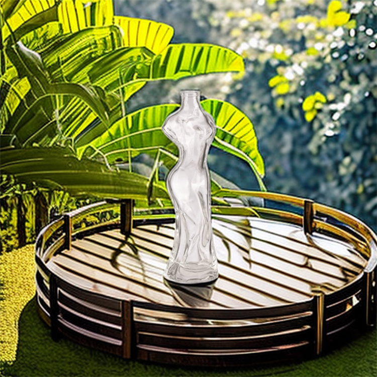 Wholesale empty 500ml unique liquor alcohol rum tequila woman body shaped glass wine bottle with cork