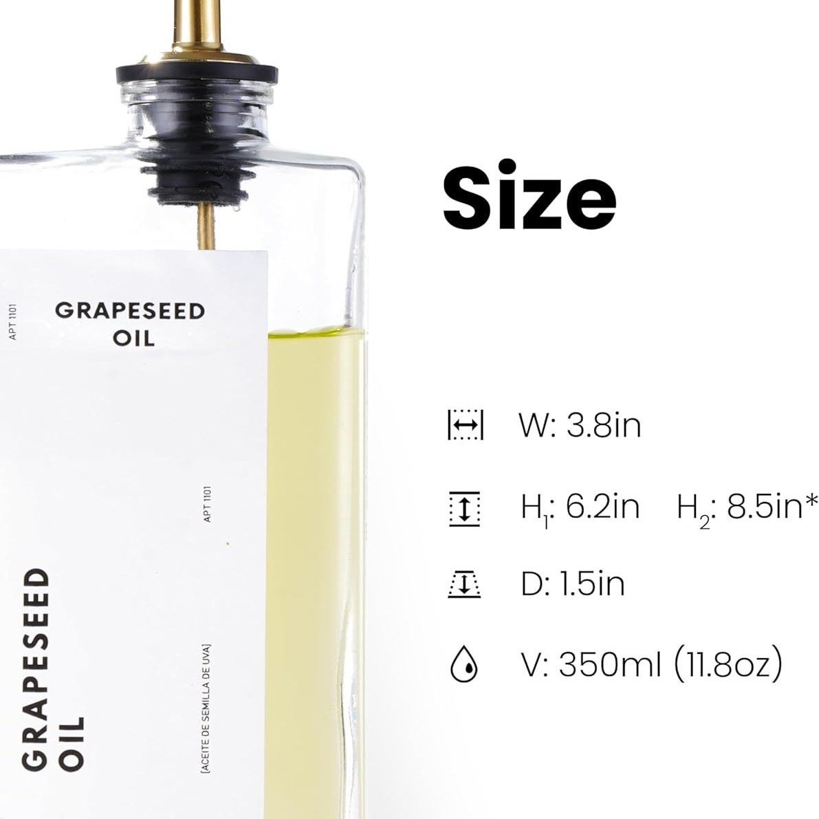 Wholesale square glass bottle 350ml 500ml olive oil bottle dispenser with Pourers