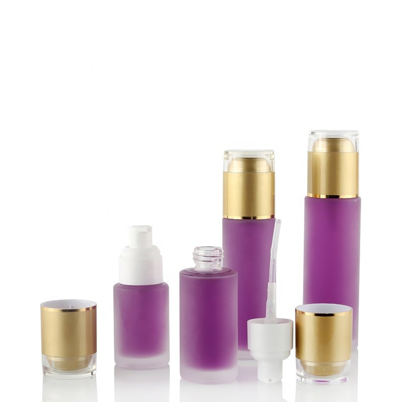 Stylish private label 30ML Fuchsia skin care Cosmetics packaging glass bottle lotion bottle with pump