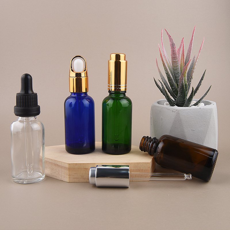 Cosmetic Luxury High Quality Essential Oil Cylinder Amber 30ml Glass Dropper Bottle