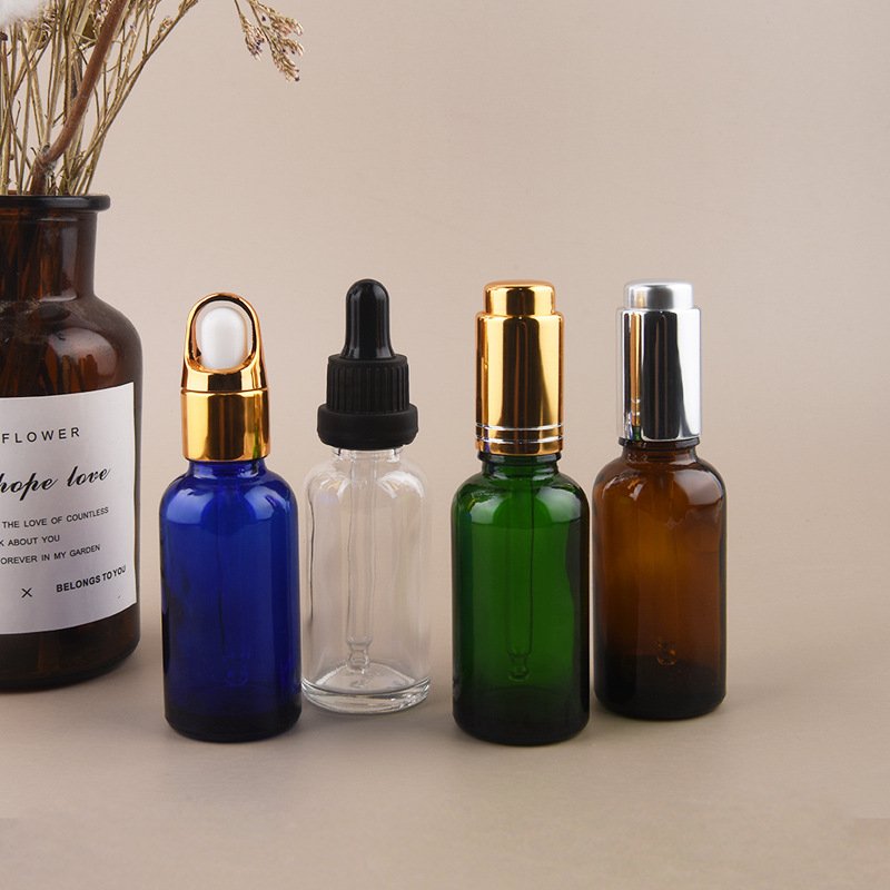 Cosmetic Luxury High Quality Essential Oil Cylinder Amber 30ml Glass Dropper Bottle