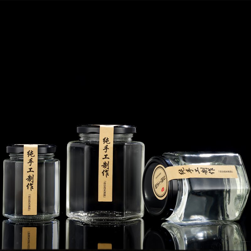 Wholesale round Glass Honey Jam Jar with Screw up Lid for Food Use