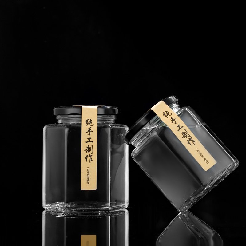 Wholesale round Glass Honey Jam Jar with Screw up Lid for Food Use