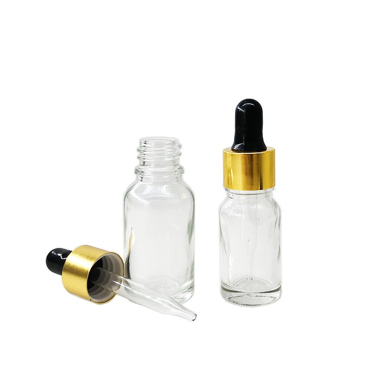 High Quality Clear Glass Bottle Essential Oil Bottles With Golden Dropper