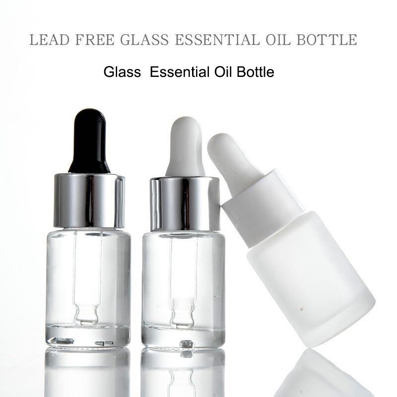 15ml Frosted Transparent Empty Round Glass Essential Oil Dropper Bottle with Childproof Cap
