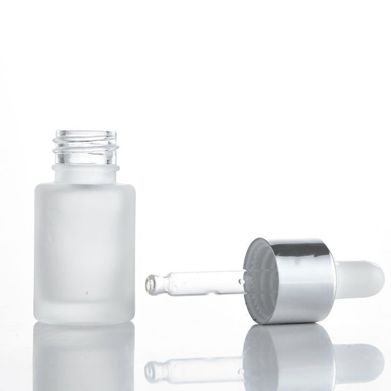 15ml Frosted Transparent Empty Round Glass Essential Oil Dropper Bottle with Childproof Cap