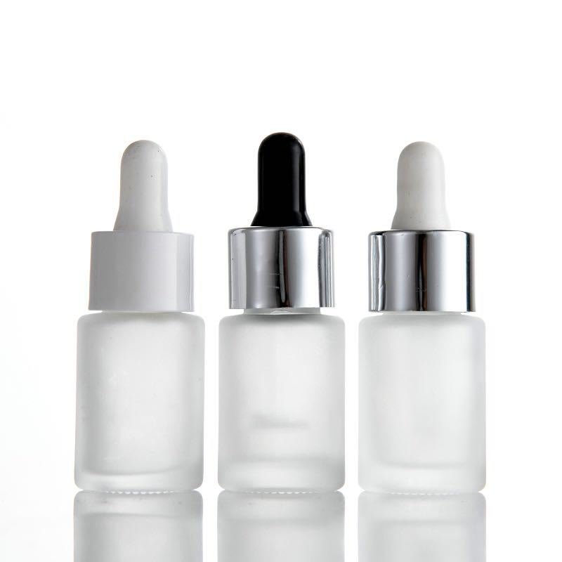 15ml Frosted Transparent Empty Round Glass Essential Oil Dropper Bottle with Childproof Cap