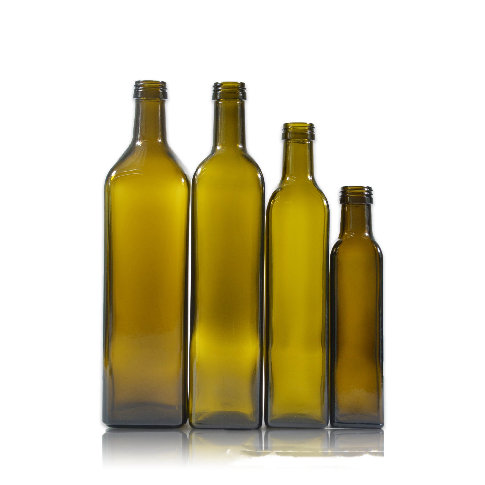 High Quality Different Sizes Empty Olive Oil and Vinegar Glass Bottle with Lid