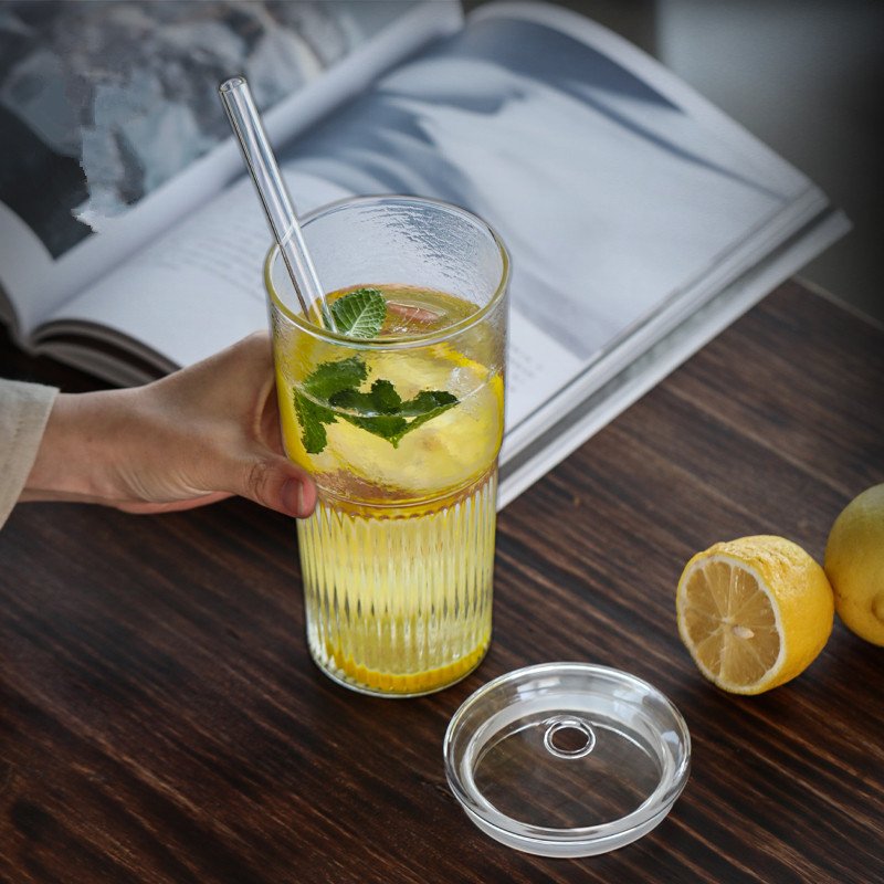 Classic 500ml 600ml 20.3oz Glass Tea Infuser Tumbler Cup with Straw Lid Low MOQ Clear Drinking Mugs for Adults Water Bottles