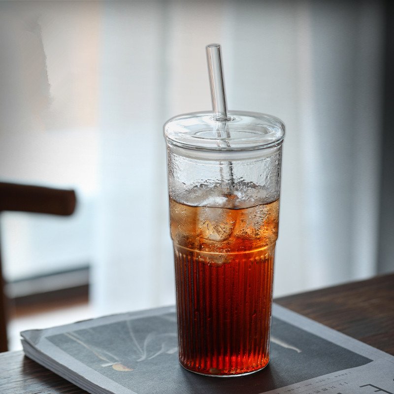 Classic 500ml 600ml 20.3oz Glass Tea Infuser Tumbler Cup with Straw Lid Low MOQ Clear Drinking Mugs for Adults Water Bottles
