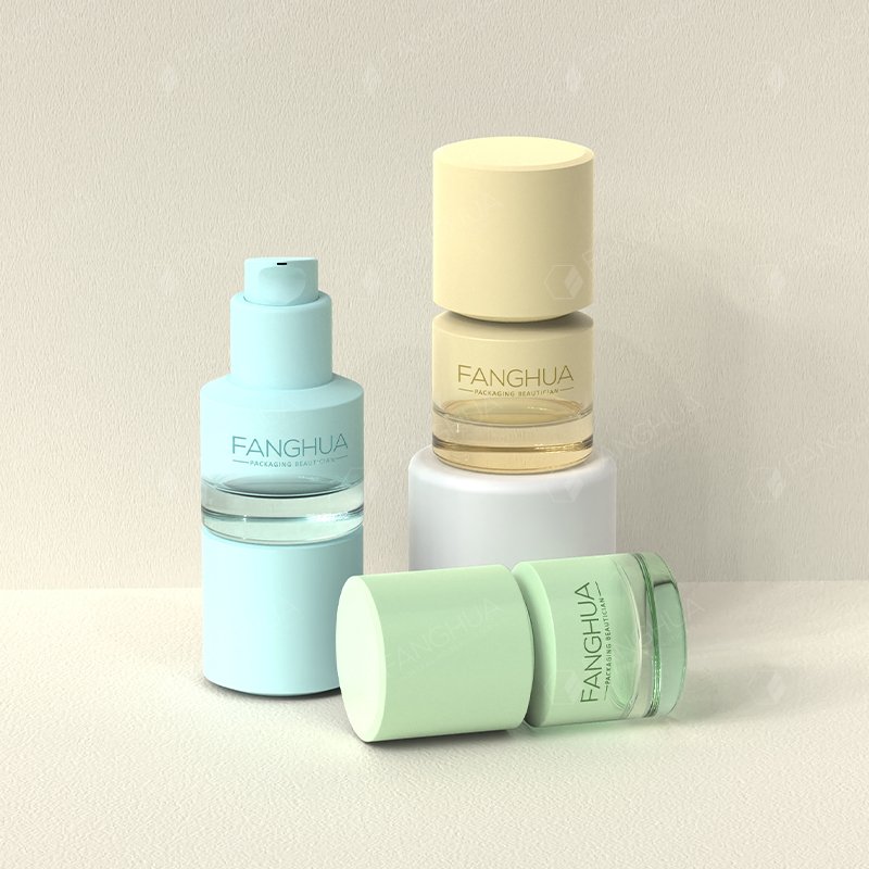 Wholesale 12ml Empty Unique Skincare Glass Bottle Frosted Lotion Container Custom Frosted Hair Face Cream Bottle with Pump