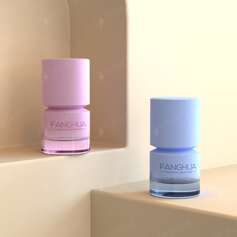 Wholesale 12ml Empty Unique Skincare Glass Bottle Frosted Lotion Container Custom Frosted Hair Face Cream Bottle with Pump