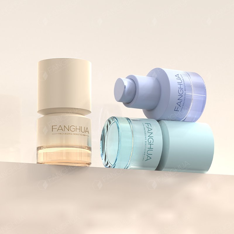 Wholesale 12ml Empty Unique Skincare Glass Bottle Frosted Lotion Container Custom Frosted Hair Face Cream Bottle with Pump