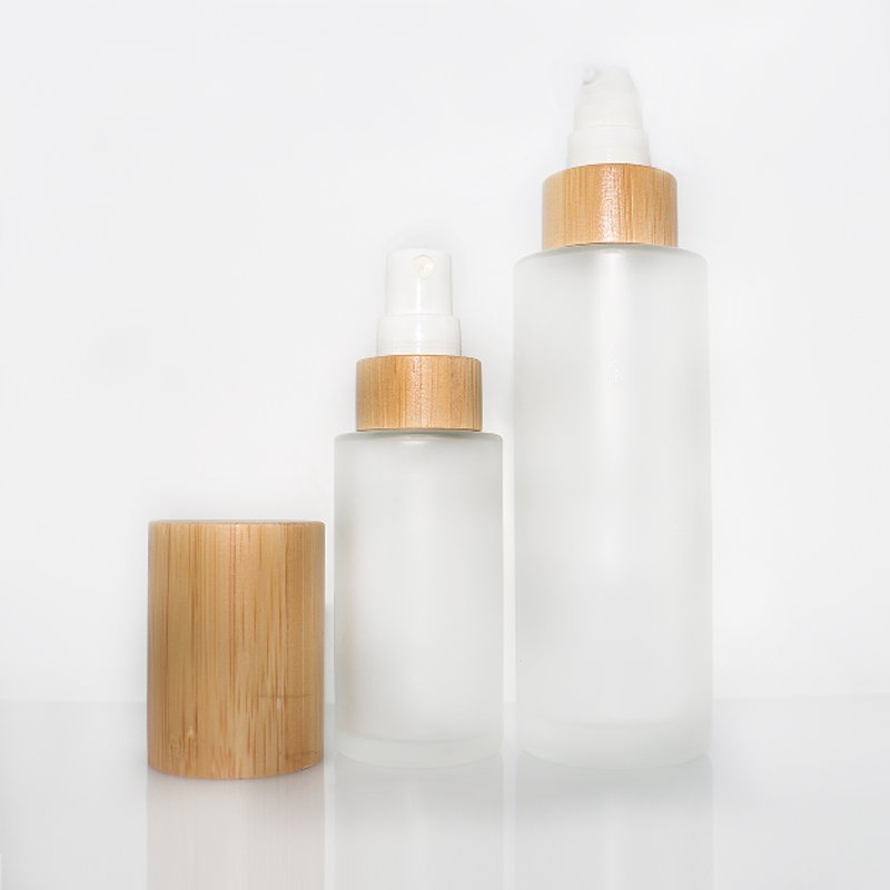 Empty 30ml 50ml 60ml 100ml 120ml 4 oz frosted matte Fine Mist toner bottle glass spray bottle with bamboo lid