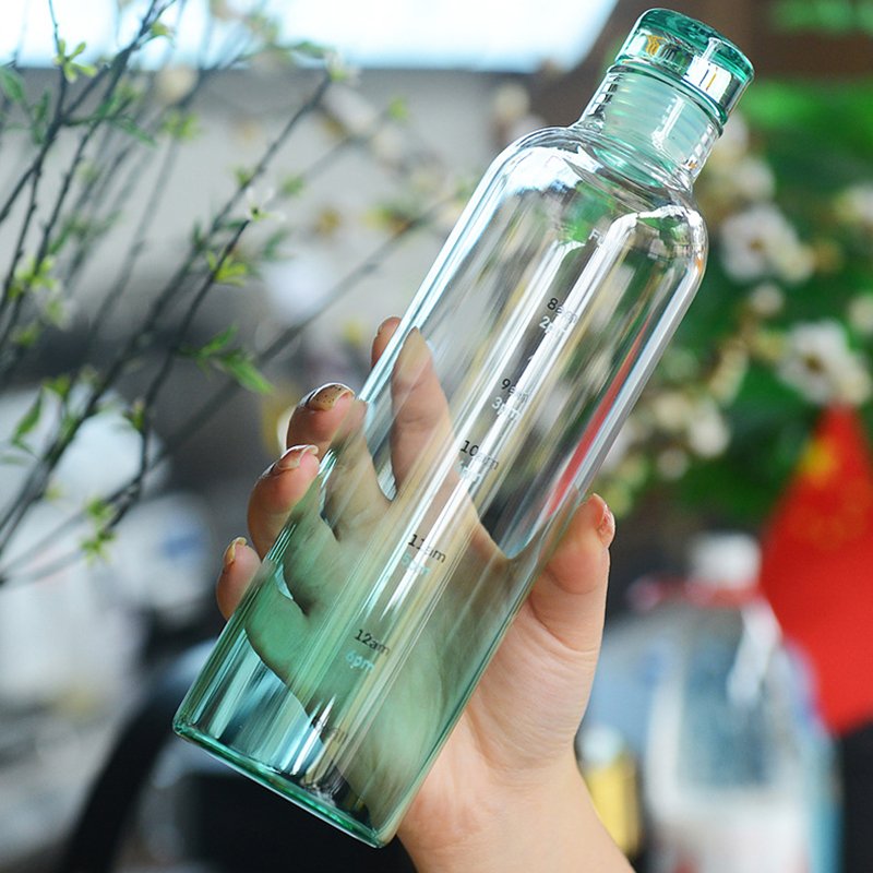 New Multiple Color Bottle With Time Marker Drift bottle for men and women transparent plastic cup leakproof simple water cup