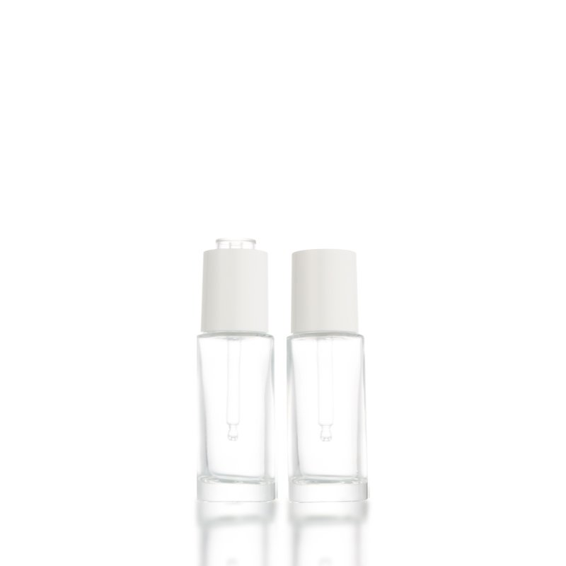 Wholesale 30ml Essential Oil Glass Bottle 1oz Round Cylinder Flat Shoulder Serum Dropper Bottles Cosmetic Custom Screen Printing