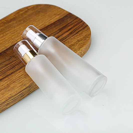 50ml 80ml 100ml 120ml Frosted Slim Cylinder Oil Lotion Pump Room Spray Glass Bottle With Gold and Silver Cap